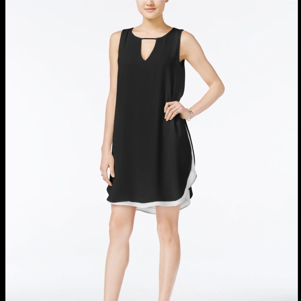 Bar III black shift dress with white lining